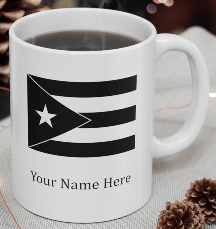 Taza para customizar nombre y la bandera de Puerto Rico