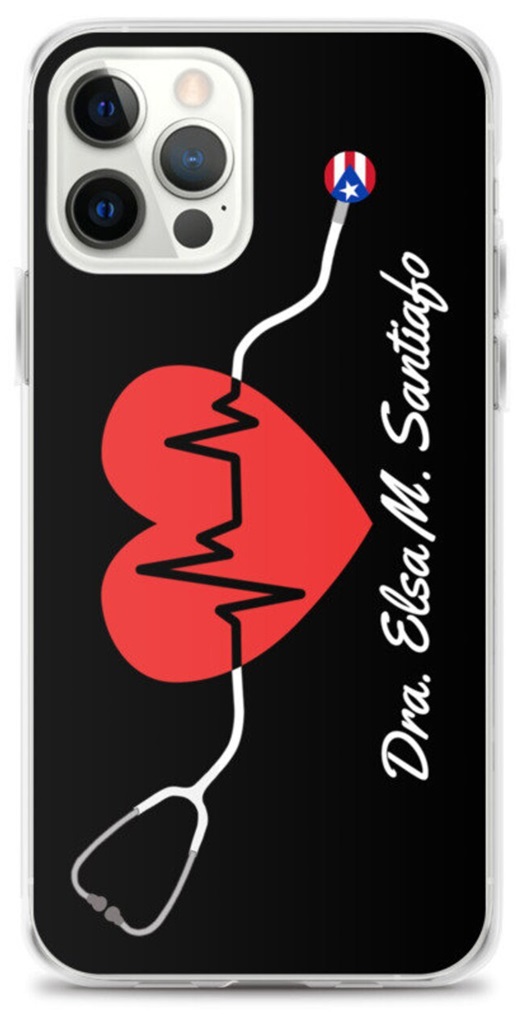 Cover para celulares iphone para customizar nombre de doctor con la bandera de Puerto Rico